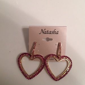 Magnificent Natasha Bedazzled Heart Earrings